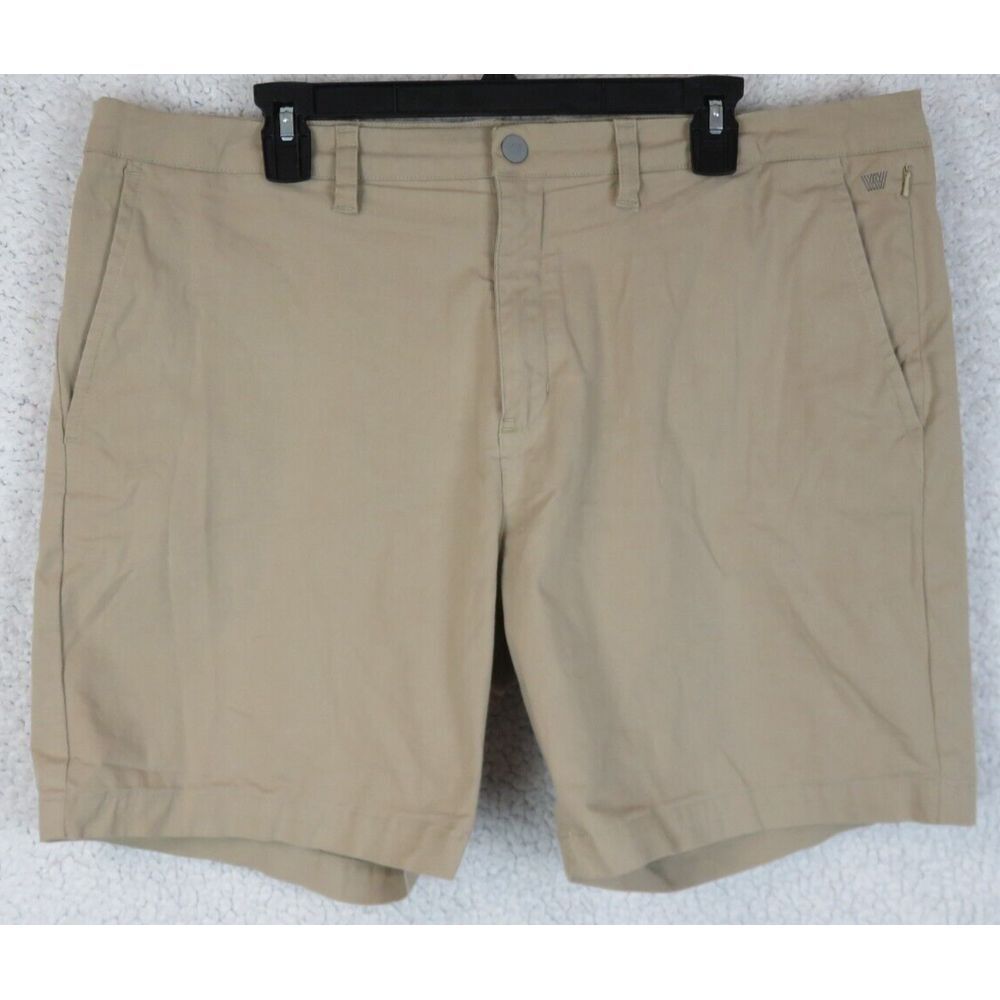 Mens Mack Weldon Brown Shorts Cotton Lyocell Size 40 Flat Front‎ Zipper Pocket